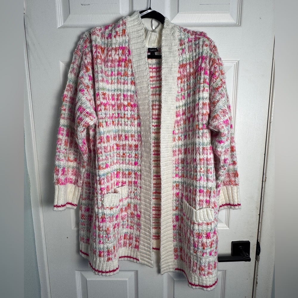 Torrid Pink and Cream Knit Cardigan